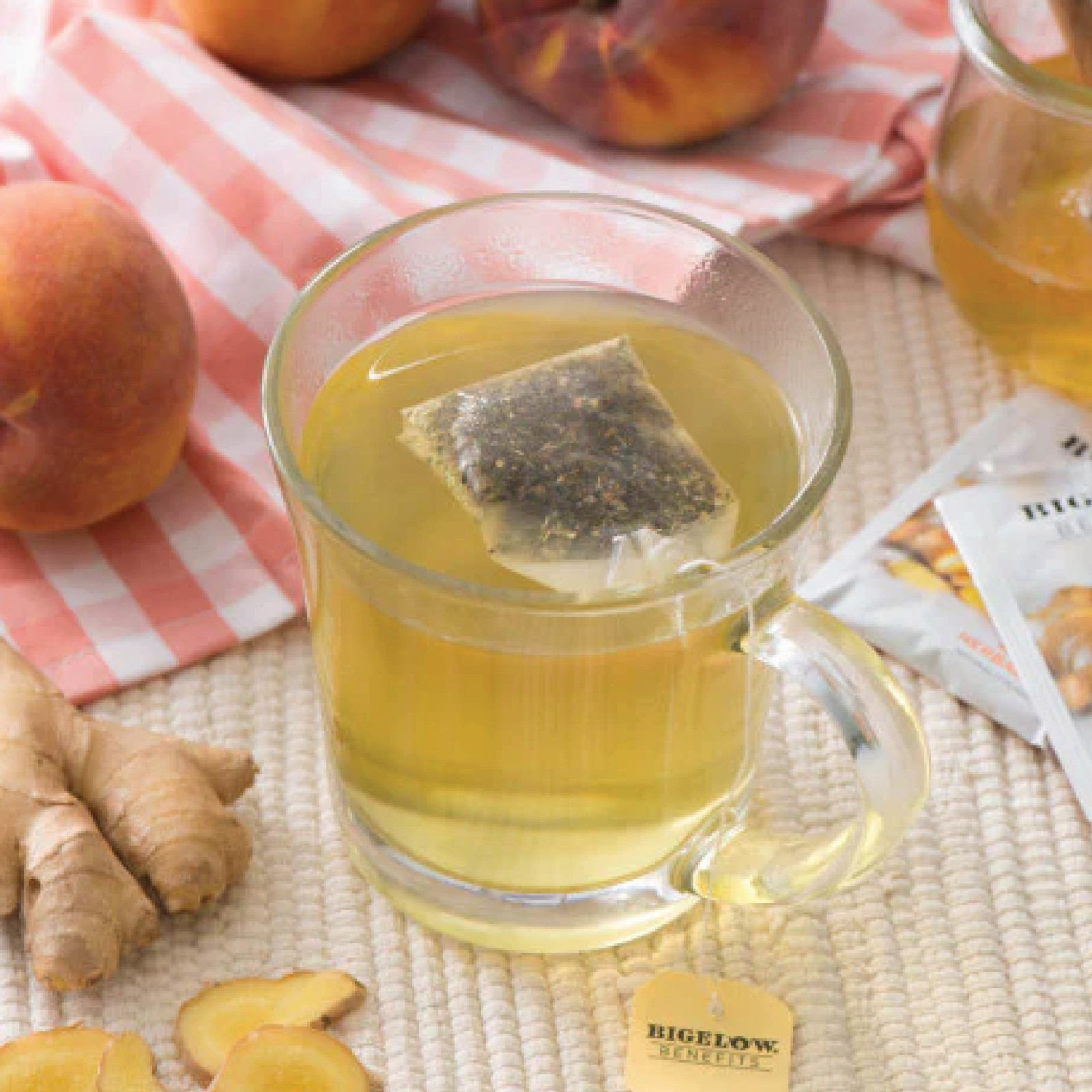 3x Boxes Bigelow Benefits Calm Ginger & Peach Tea | 18 Tea Bags Each | 1.06oz