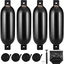 VEVOR Boat Fenders Inflatable Ribbed Boat Bumpers for Docking 8.5" x 26" Black