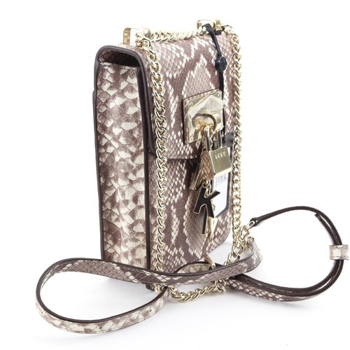 DKNY Elissa Umhängetasche Kettenriemen Leder Python-Prägung 198 $, beige - Bild 3 von 5