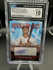 2023 TOPPS NOLAN GORMAN ROOKIE AUTO CGC 10!!!  TOPPS BIG LEAGE OPENING ACT CARDS