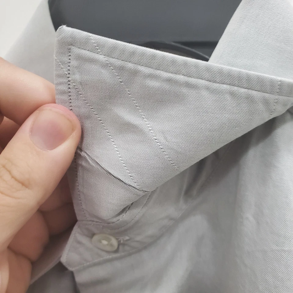 Camisa de vestir Ike Behar New York gris liso manga larga abotonada para hombre 16,5-32 Foto 4 de 4