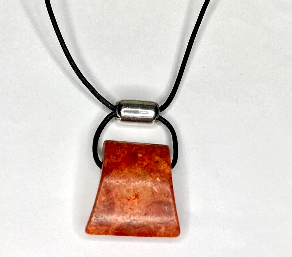 Sterling Silver Red Coral Tusk Pendant Sterling Silver Red Coral Tusk Pendant