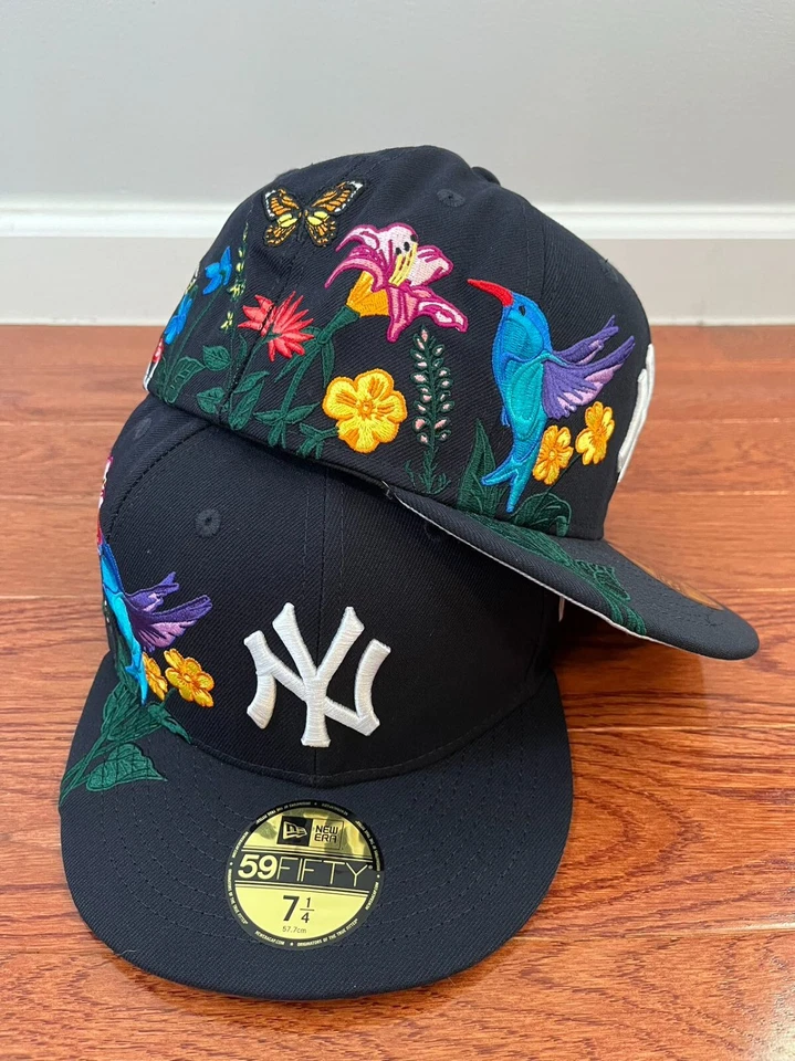 MLB New York Yankees New Era Blooming Spring Embroidery 59FIFTY Hat-Navy/Gray UV - Image 2 of 4