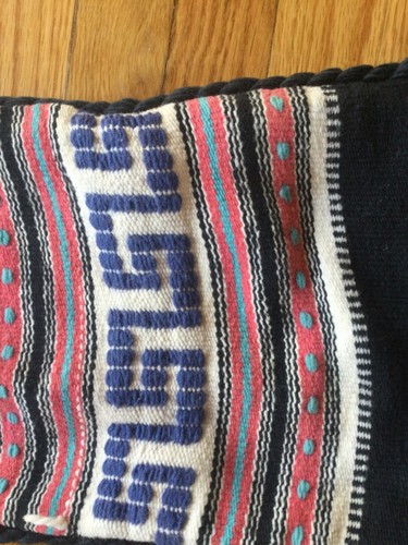 Vintage 1970s Woven Handbag Shoulder Bag Handmade Boho style Wool, Black, Blue - Picture 2 of 6