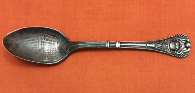 THE BANCROFT HOTEL Worcester MA Silverplated Souvenir Spoon EGYPTIAN SCARAB