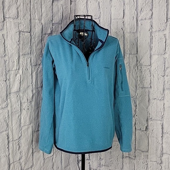 PATAGONIA Vintage Blue Fleece 1/2 Zipper Pull Over Jacket Small Women's