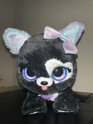 PRESENT PETS Black Glitter Puppy Animated Interactive Casey Dog Plush Toy WORKS!