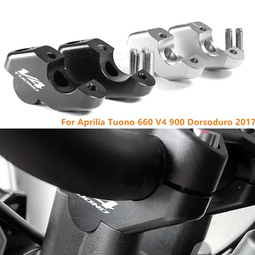 Handlebar Riser Clamp Extend Adapter For Aprilia Tuono 660 V4 900 Dorsoduro 17- - Picture 2 of 22