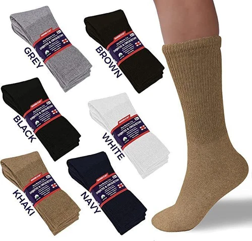 520 Dozens Wholesale Men Women Diabetic Crew Socks Khaki Size 9-11 10-13 13-15