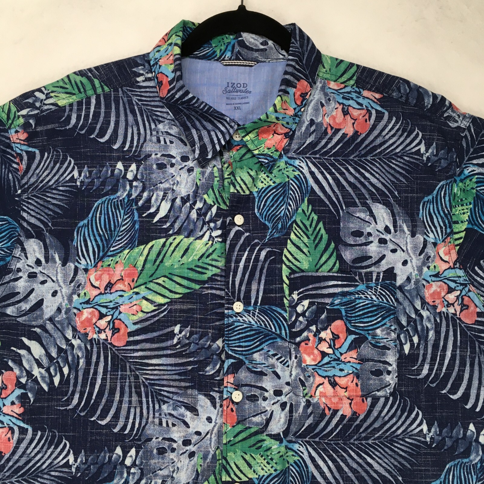 IZOD SALTWATER Men's Hawaiian Shirt Size 2XL XXL Relaxed Classics
