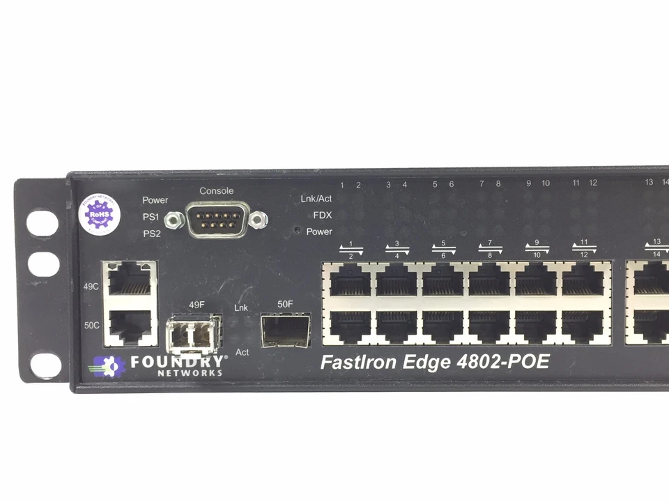 Foundry Networks FastIron Edge 4802-POE 48 Port Managed Network Switch - Image 3 of 4