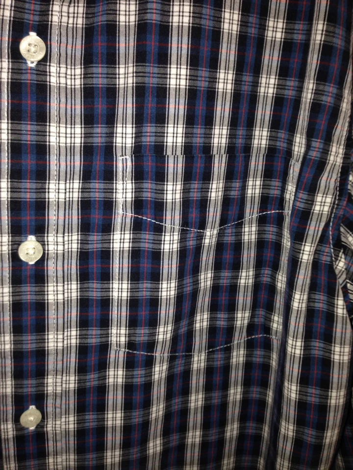 Camisa de cuello a cuadros blanca y azul marino antigua para niños talla M (8-10) Foto 4 de 4