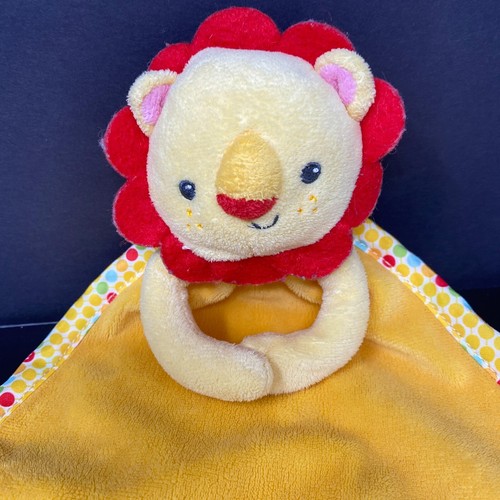 Fisher Price Yellow Lion Baby Lovey Security Blanket Polka Dot Trim Rattle - Picture 3 of 4