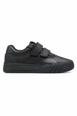Clarks Jungen CICA Go K Schwarz Leder Schule Turnschuhe
