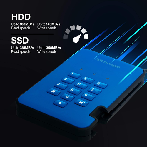 Diskashur2 HDD 5TB Blue | Secure Portable Hard Drive | Password Protected | Dust - Picture 6 of 6