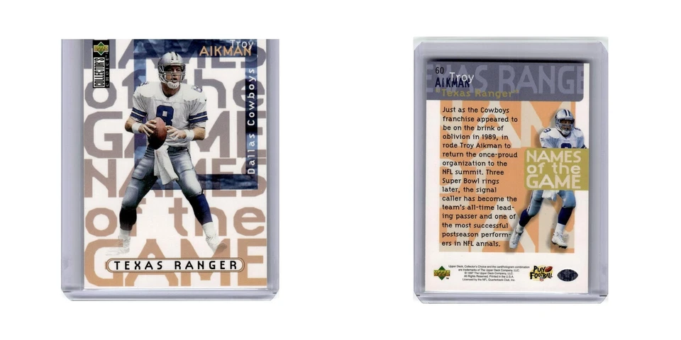 Troy Aikman 1997 Collector's Choice #60 Dallas Cowboys Football Card NM - Image 3 of 3