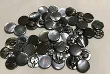 (50) Vtg.-DARK GREY-GLASS-Shank-Sewing Buttons-New Old Stock-.75”
