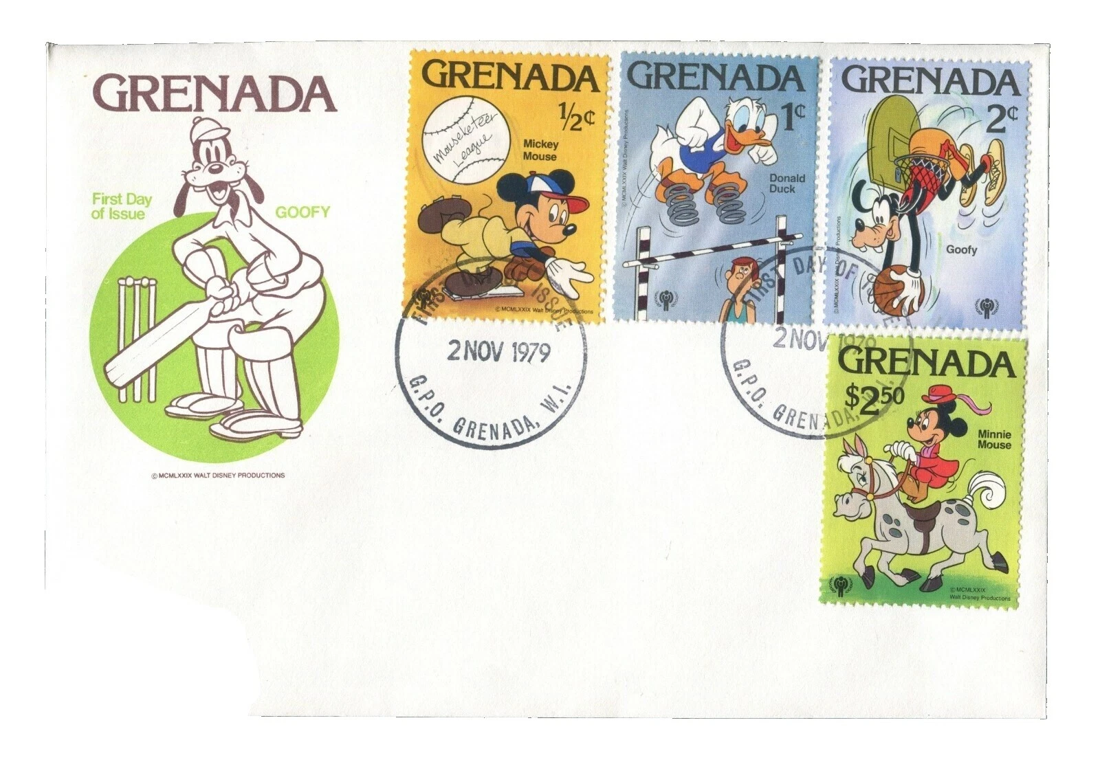 First Day of Issue Grenadian Animation & Cartoon Postal Stamps