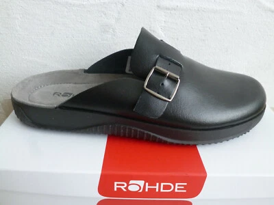 Rohde Herren Pantolette Pantoletten Clogs Sabot schwarz Leder 1970