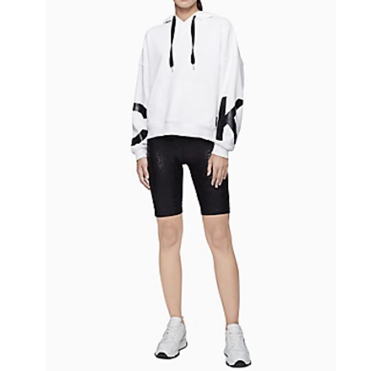 Calvin Klein Performance Traveling Logo Drawstring Hoodie White NWT NEW SMALL