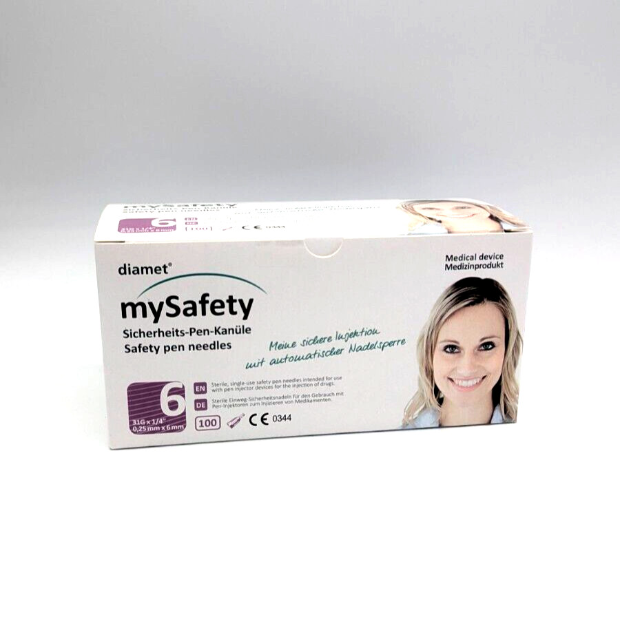 diamet mySafety Sicherheits-Pen Kanüle 31G 0,25 x 6mm - PZN 11032440 - MHD 02/26