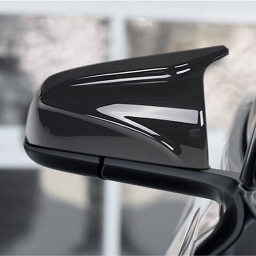 2X FOR 2017-22 2021 TESLA MODEL 3 M HORN STYLE GLOSS BLACK SIDE MIRROR COVER CAP - Picture 3 of 9