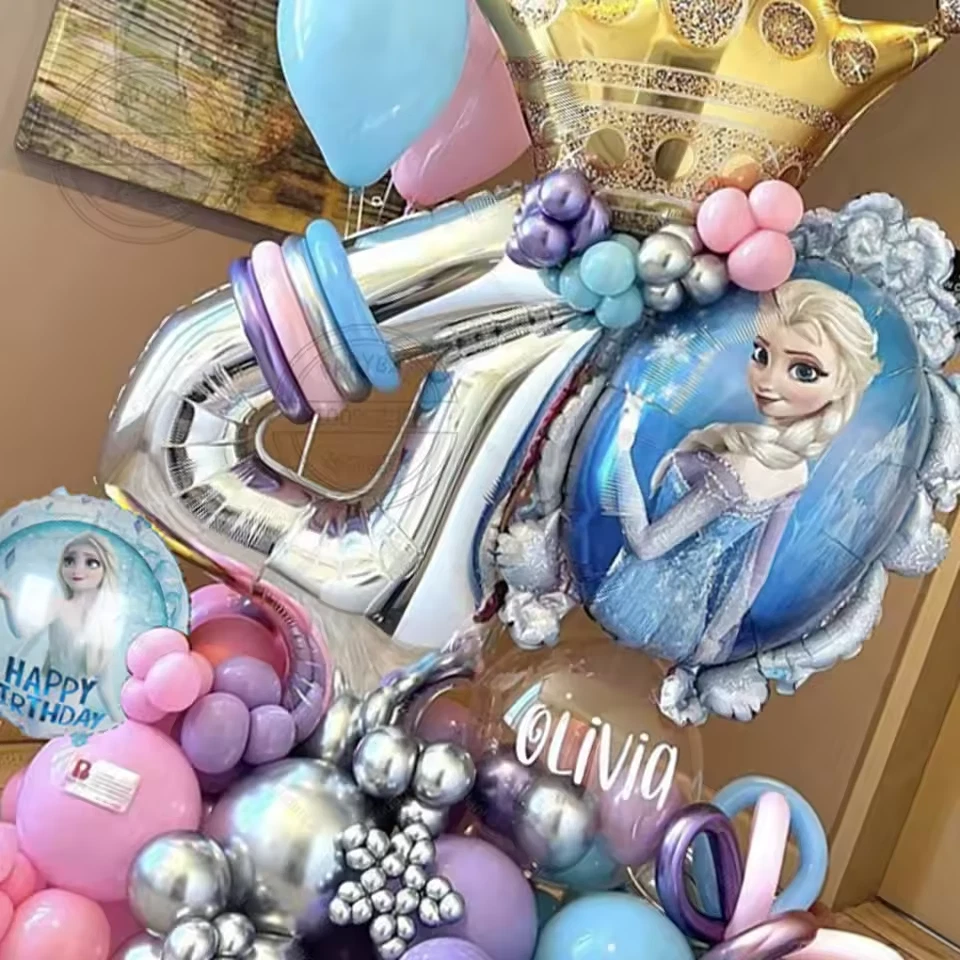 Globos de 30 pulgadas de lámina Frozen Princess Elsa 82 un. para niñas decoración de fiesta de cumpleaños Foto 2 de 4