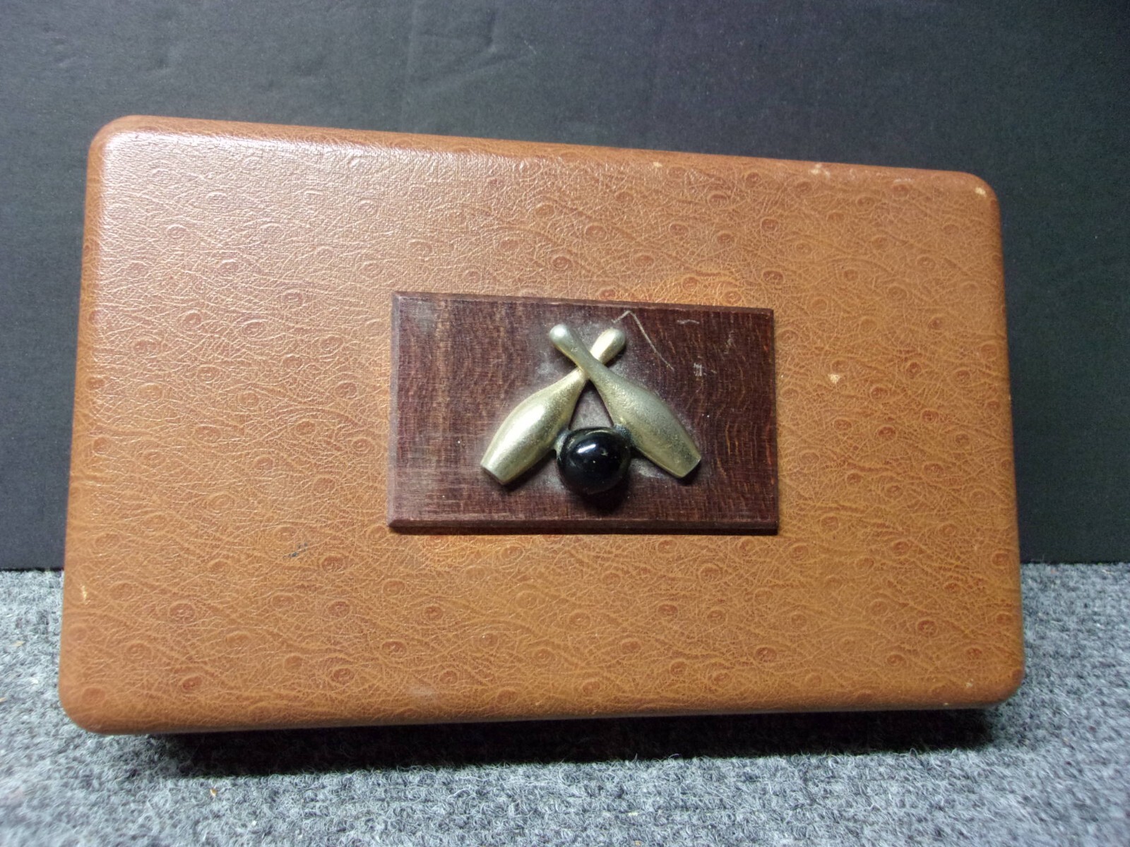Vintage Men's Jewelry/Accessories Box, Bowling Pins, Ball
