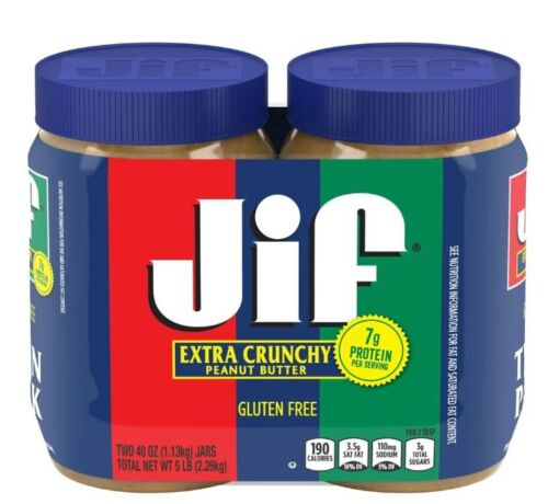 Jif Extra Crunchy Peanut Butter Twin Pack, 80-Ounce