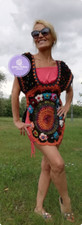 Handmade African Boho V-Neck Dress Festival Wool