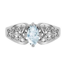18K. SOLID GOLD FILIGREE RING WITH NATURAL AQUAMARINE