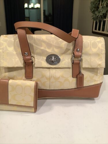 Coach Signature Hampton Umhängetasche Gelb Tasche F13070 & Geldbörse Neu - Bild 3 von 18