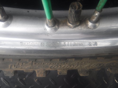 2007 KAWASAKI KX250F TAKASAGO EXCEL 21" FRONT WHEEL HUB RIM TIRE KX 250F 06-14 - Picture 6 of 11