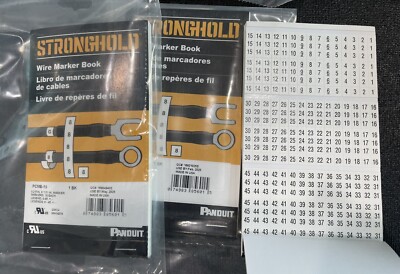 3-Pack Panduit PCMB-3, White/Black, 1 to 45 Legend, Wire Marker Book, #3 BOOKS.