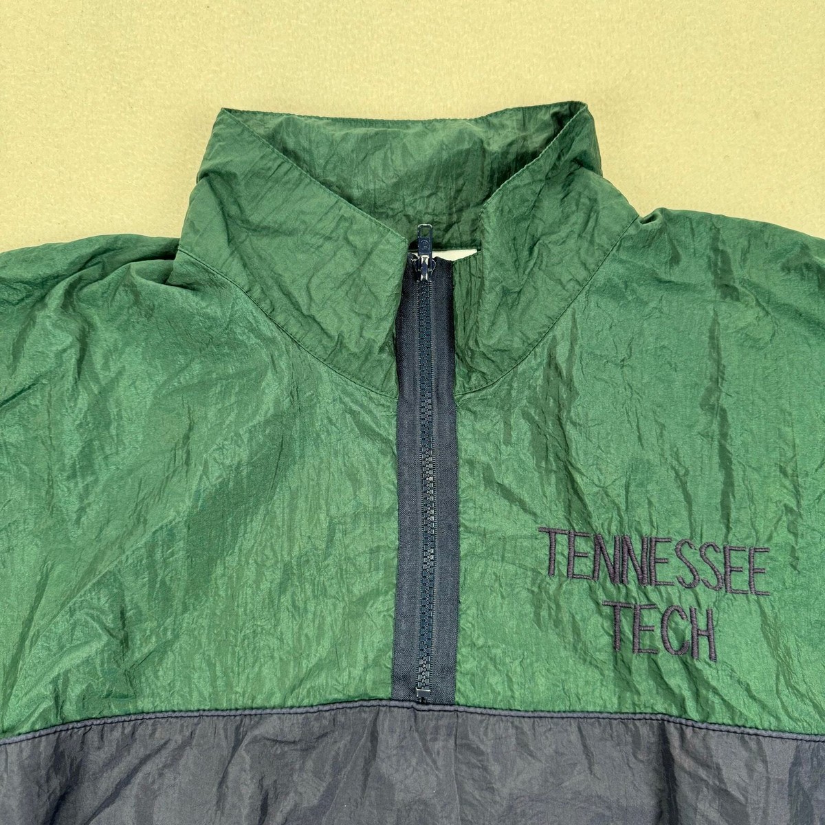 Vintage Tennessee Tech Jacket XL Green Blue 1/4 Zip Pullover