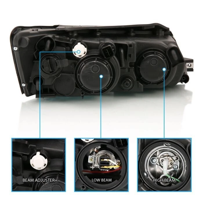 FIT FOR 2006-2008 Hyundai Sonata Black Projector Headlights Pair with Bulbs - Image 3 of 3
