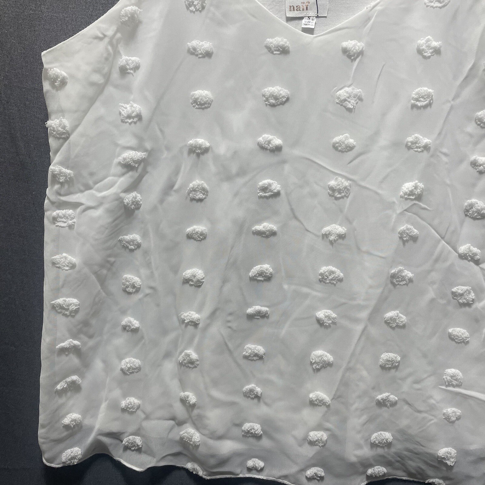 Naif Womens White Textured Polka Dot Cami Top Size Small