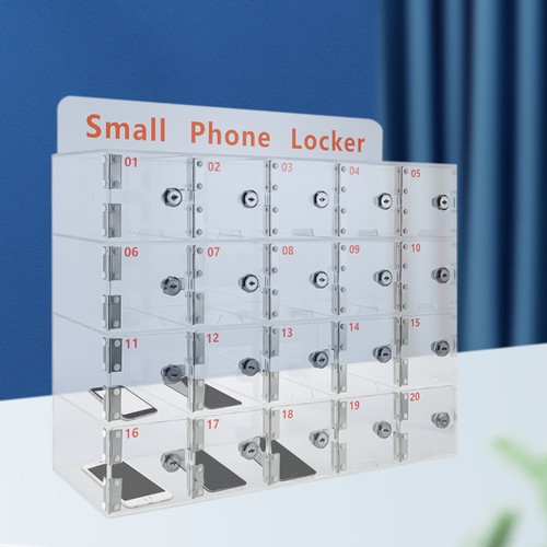 Rectangular Acrylic Cellphone Locker Clear Cell Phone Storage Box with Keys US