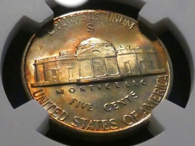 1944-S Jefferson Nickel NGC MS 64 Bisecting Die Crack & Lamination