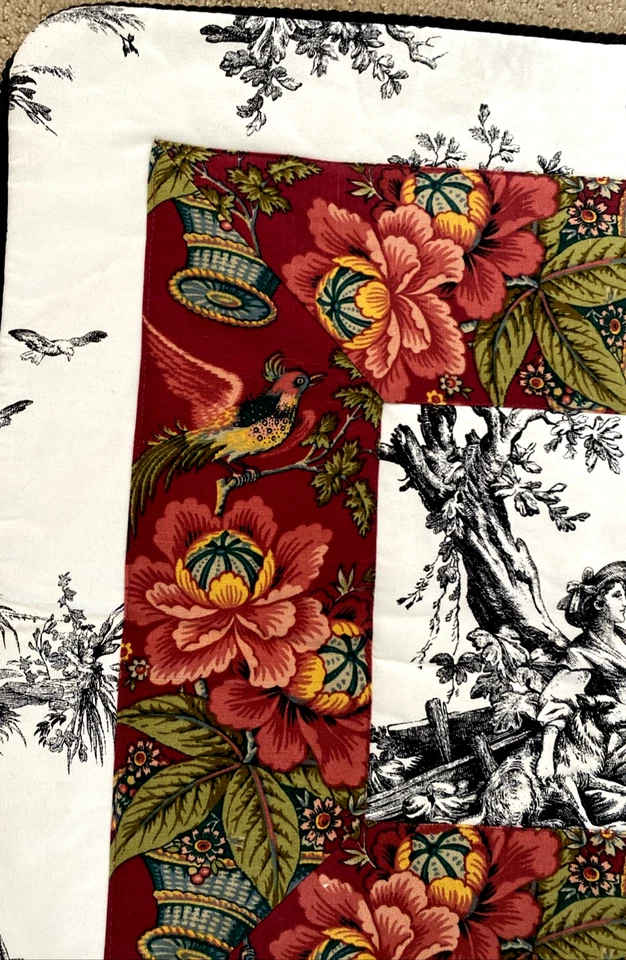 THOMASVILLE Almohada Estándar Falsa Negro Toile Floral Country French Foto 4 de 4