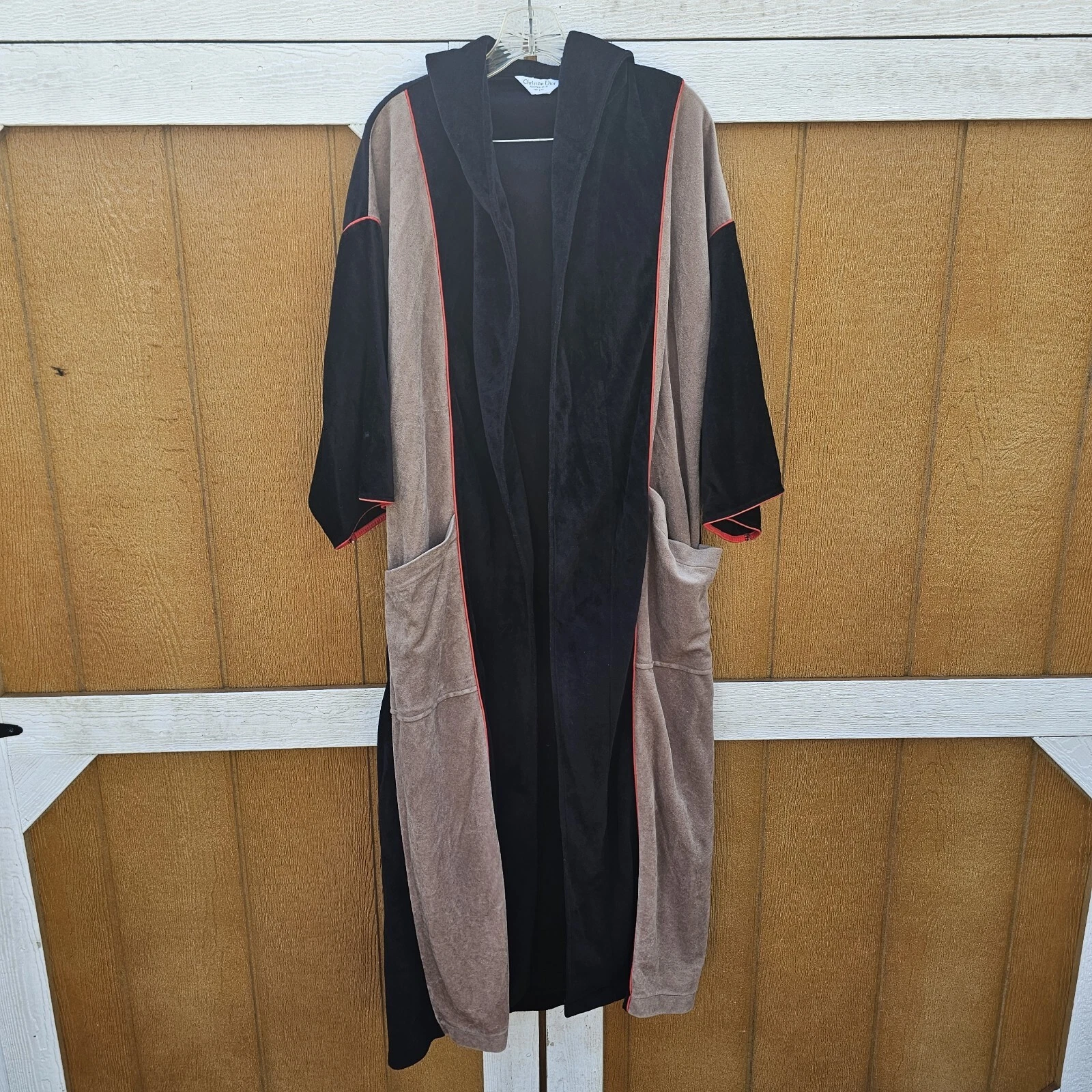 Peignoir de bain vintage Christian Dior à capuche (sans ceinture, défauts)