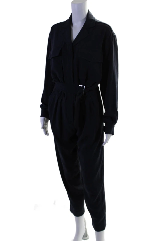 Faith Connexion Annabelle Womens Button Down Belted Jumpsuit Navy Blue Size EUR - Image 2 of 4
