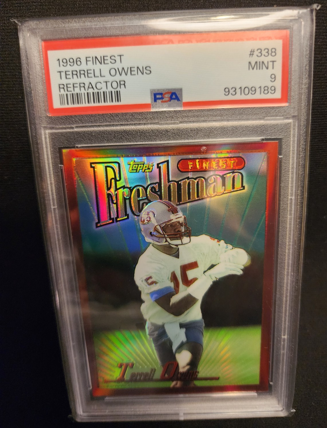 1996 TOPPS FINEST TERRELL OWENS REFRACTOR #338 PSA 9 MINT ROOKIE CARD RC