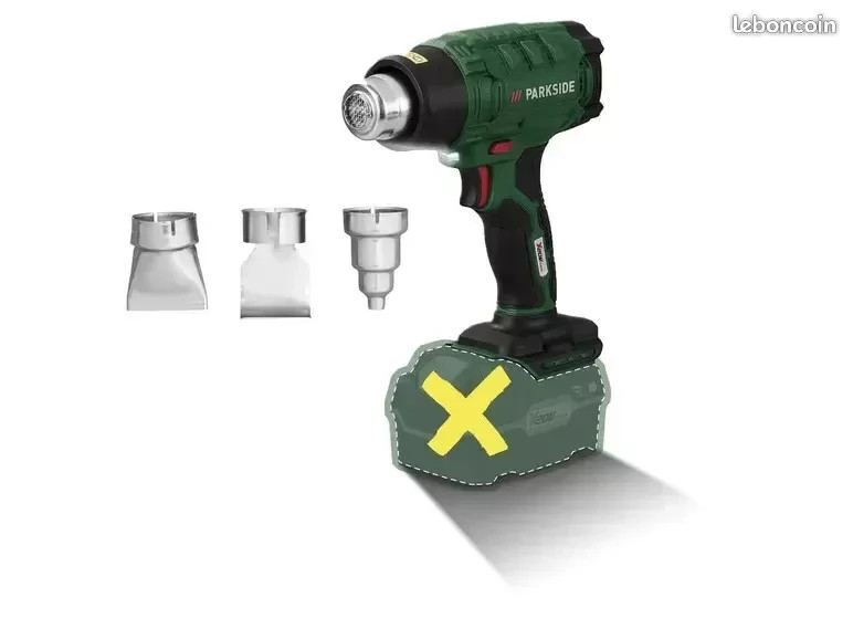 Décapeur thermique sans fil 20V Parkside PHLGA 20-Li C2 avec buse de réduction pour décapage précis