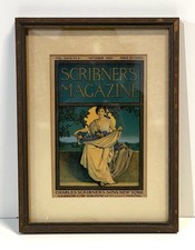 Antique Original Maxfield Parrish Framed Scribners Cover October 1900