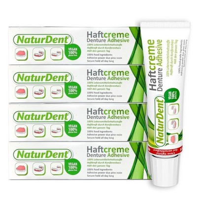 Natural Strong Denture Adhesive  Holds Dentures Longer and Stronger 4 Pack