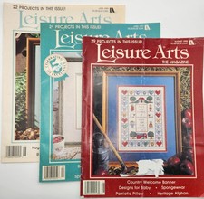 Leisure Arts Magazine Lot-Aug 90, Apr 91, June 91 Cross-Stitch and Craft Project