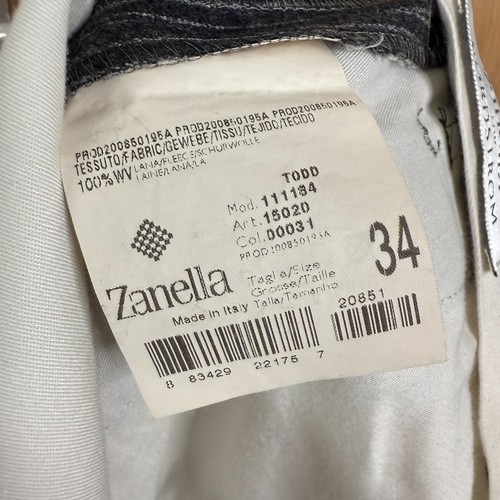 Zanella Pants Mens 34x32 Gray Chalkline Pinstripe Flat Front Super 120s Wool - Picture 11 of 13