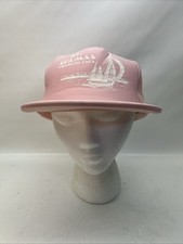 Vintage St. Thomas Virgin Islands Snapback Trucker Hat Pink Mesh Rope