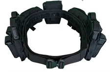Black Storm Heavy Duty War Battle Tactical Belt With Pouches Molle Webbing